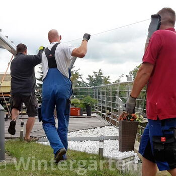 Terrassenüberdachung nach Maß - Professionelle Montage: Scheibenmontage