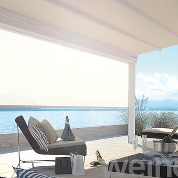 Pergola-Markise von weinor - Cabrio-Faltsystem,   Erweiterbar mit seitlichen Ganzglas-Elementen