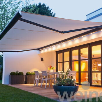 Terrassenmarkise, Balkonmarkise offen, weiß