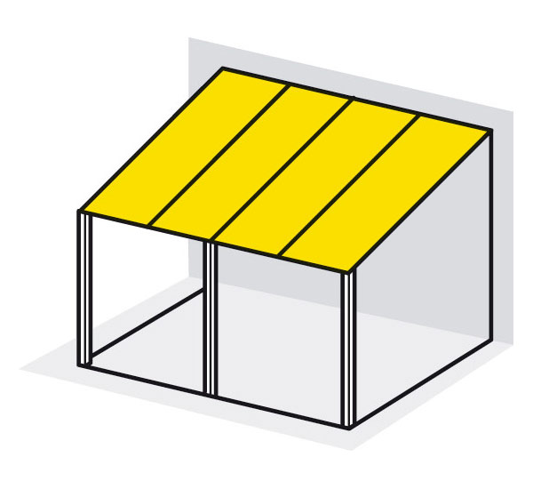 Terrassendach - Dachform Pultdach - zusätzliche Stütze bei Übergröße
